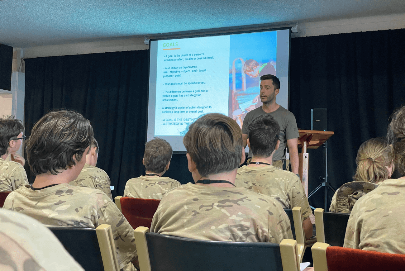 Veteran mentor leads a class on the importance of going to school